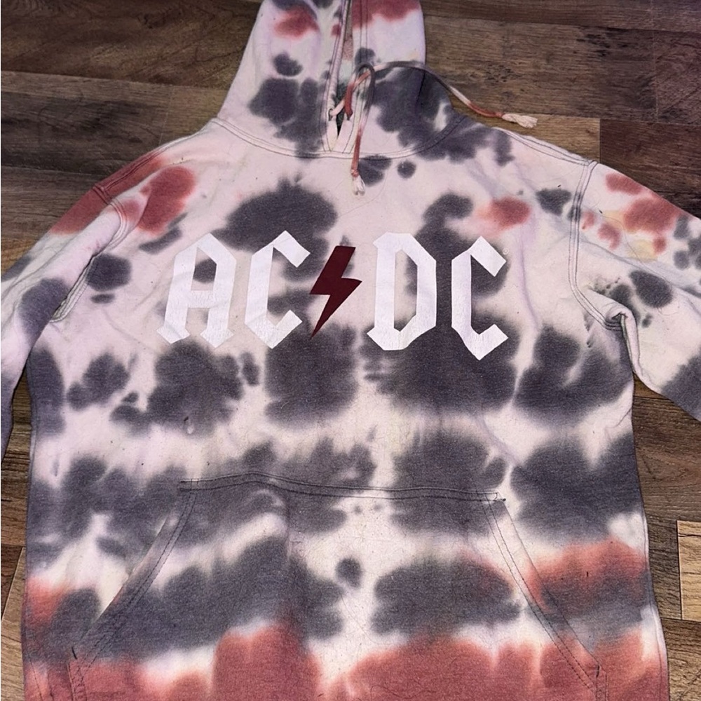 AC/DC Tie-Dye Hoodie - Black, White, Red